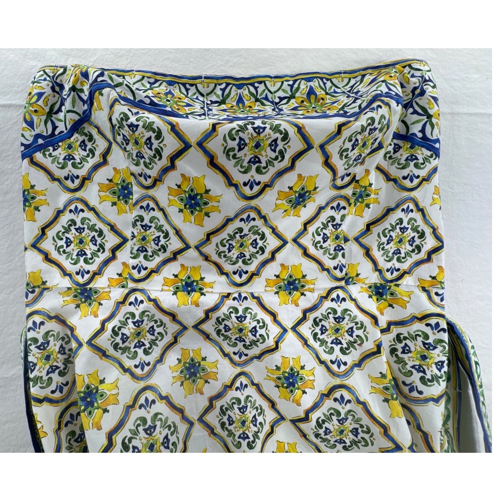 Antonio Melani Dress Womens 12 White Tile Print Strapless Midi Sun Dress Cotton - Picture 12 of 14